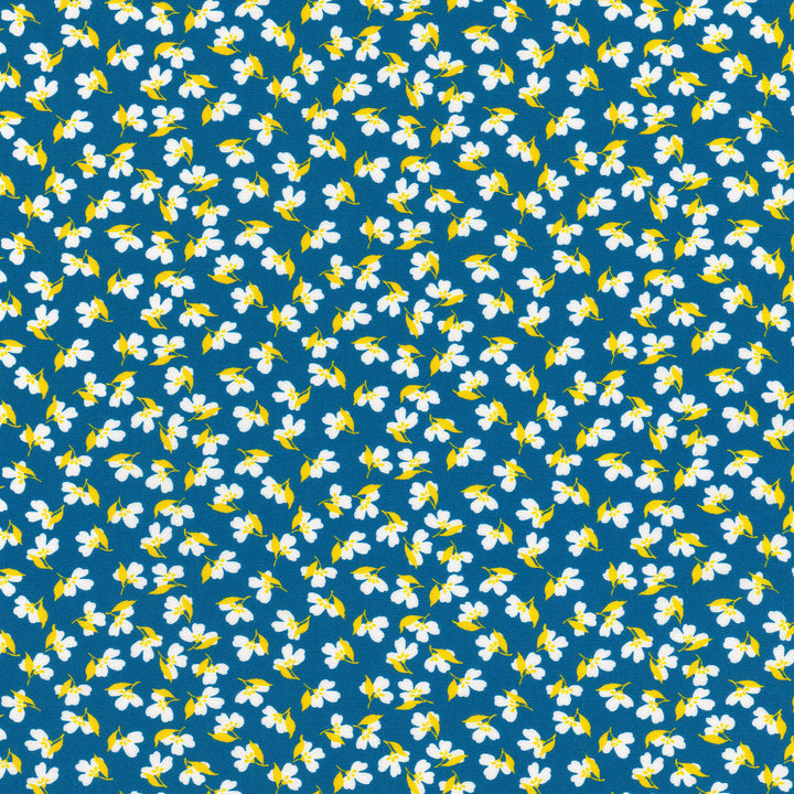 Playful - Small Flowers Blue Yardage