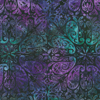 Artisan Batik: Paisley Bouquet - Midnight Purple Yardage