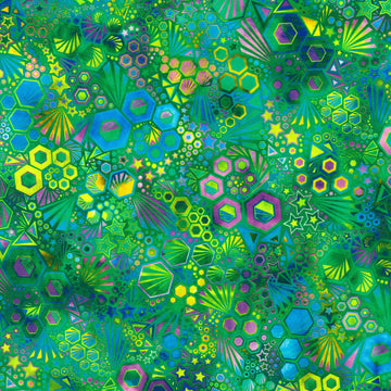 Phantasma - Abstract Hexagons Meadow Yardage