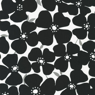 Sevenberry: Canvas Prints - Mod Flower Black Yardage