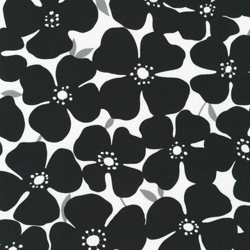 Sevenberry: Canvas Prints - Mod Flower Black Yardage