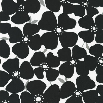 Sevenberry: Canvas Prints - Mod Flower Black Yardage