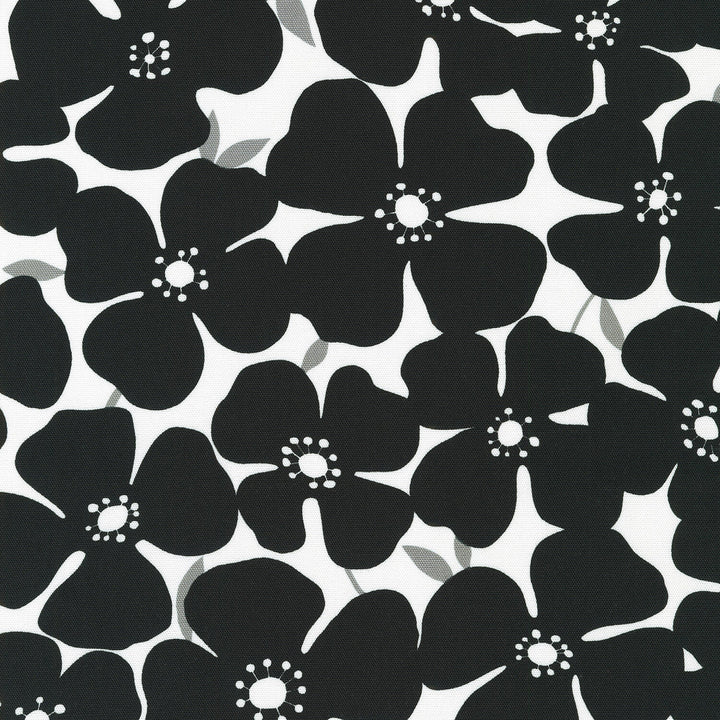 Sevenberry: Canvas Prints - Mod Flower Black Yardage