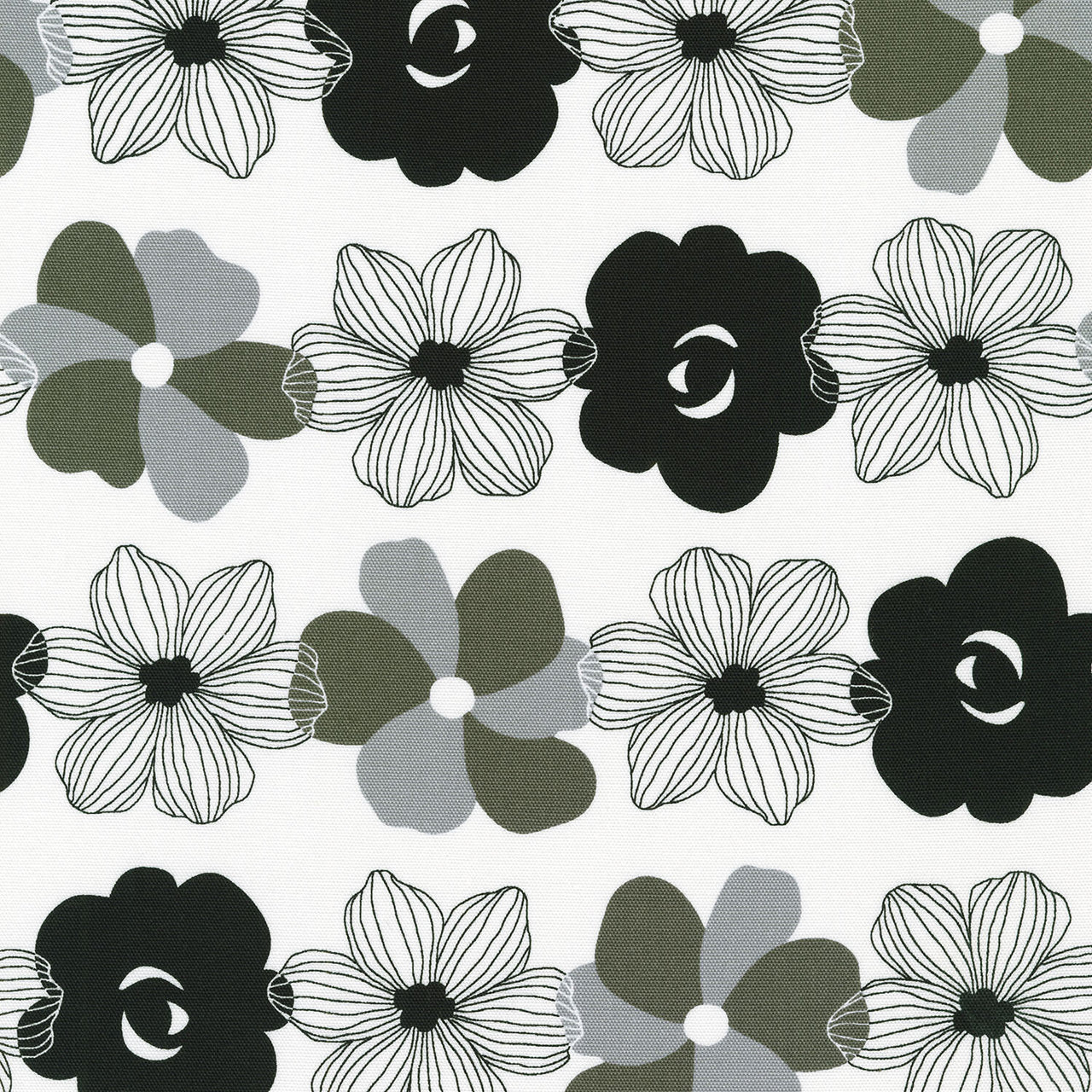 Sevenberry: Canvas Prints - Flowers on White Yardage