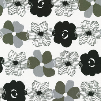 Sevenberry: Canvas Prints - Flowers on White Yardage