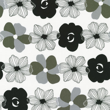Sevenberry: Canvas Prints - Flowers on White Yardage