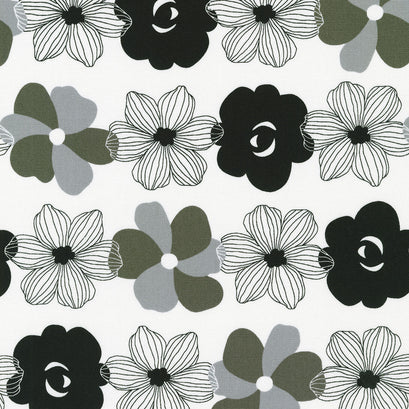 Sevenberry: Canvas Prints - Flowers on White Yardage