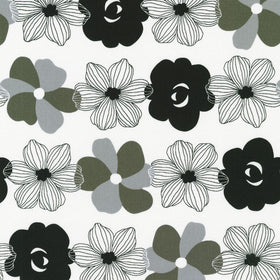 Sevenberry: Canvas Prints - Flowers on White Yardage