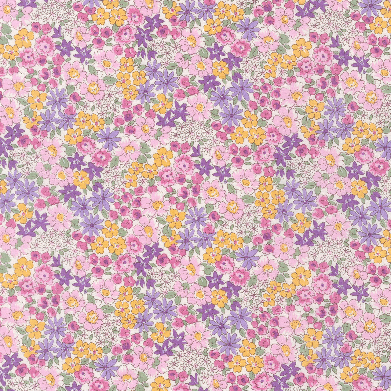 Sevenberry: Petite Garden - Flowers Purple Yardage