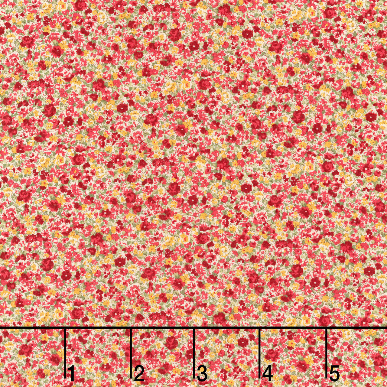 Sevenberry: Petite Garden Lawn - Packed Floral Red Yardage