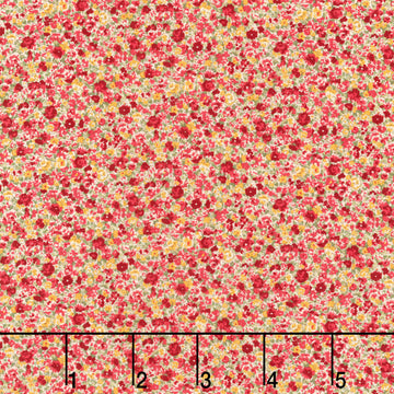 Sevenberry: Petite Garden Lawn - Packed Floral Red Yardage