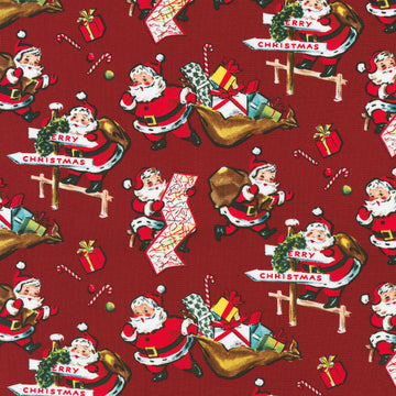Santa's List - Vintage Santa Red Yardage