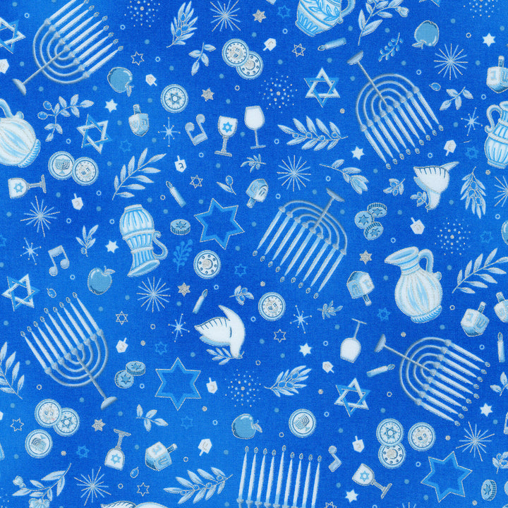 Stars Of Light - Hannukah Blue Yardage