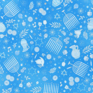 Stars Of Light - Hanukkah Light Blue Yardage