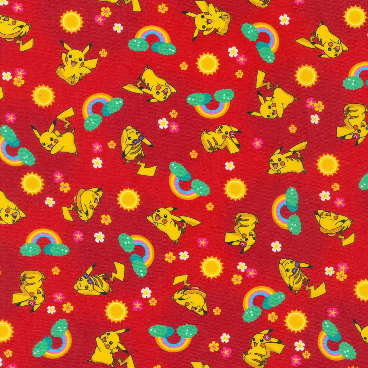 Sunny Days Pokemon - Pikachu Red Yardage
