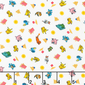 Sunny Days Pokemon - Mini Characters White Yardage