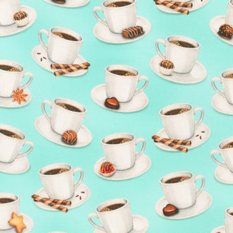 Sweet Tooth - Coffee Cups Mint Yardage