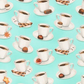Sweet Tooth - Coffee Cups Mint Yardage
