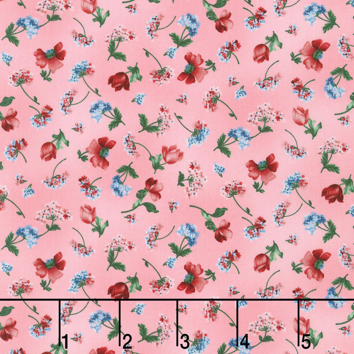 Softly - Tossed Flowers Blush Yardage