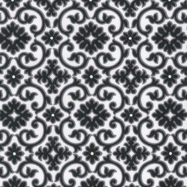 Softly - Quatrefoil Black Yardage