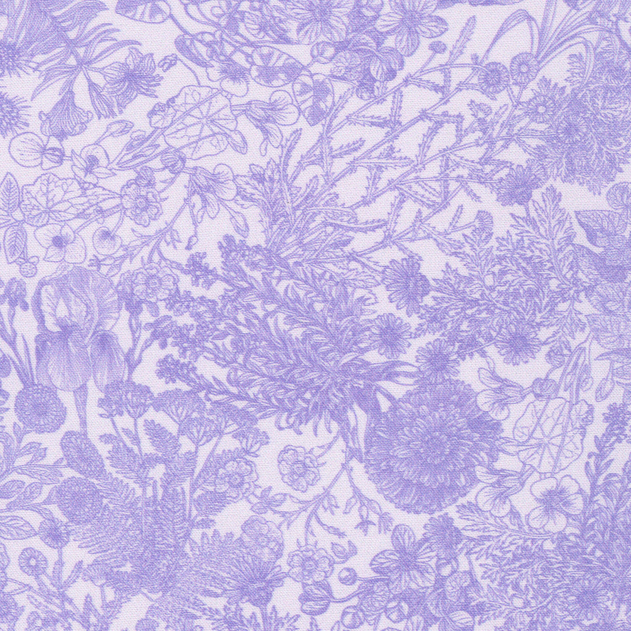 Seeds To Sew - Florals and Foliage Lavender Yardage