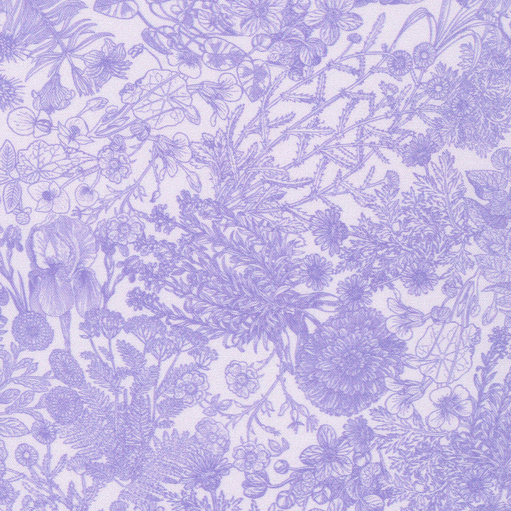 Seeds To Sew - Florals and Foliage Lavender Yardage