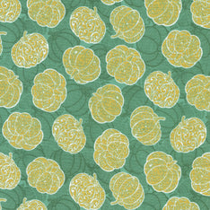 Sweet Pumpkin Spice - Pumpkins Eucalyptus Metallic Yardage