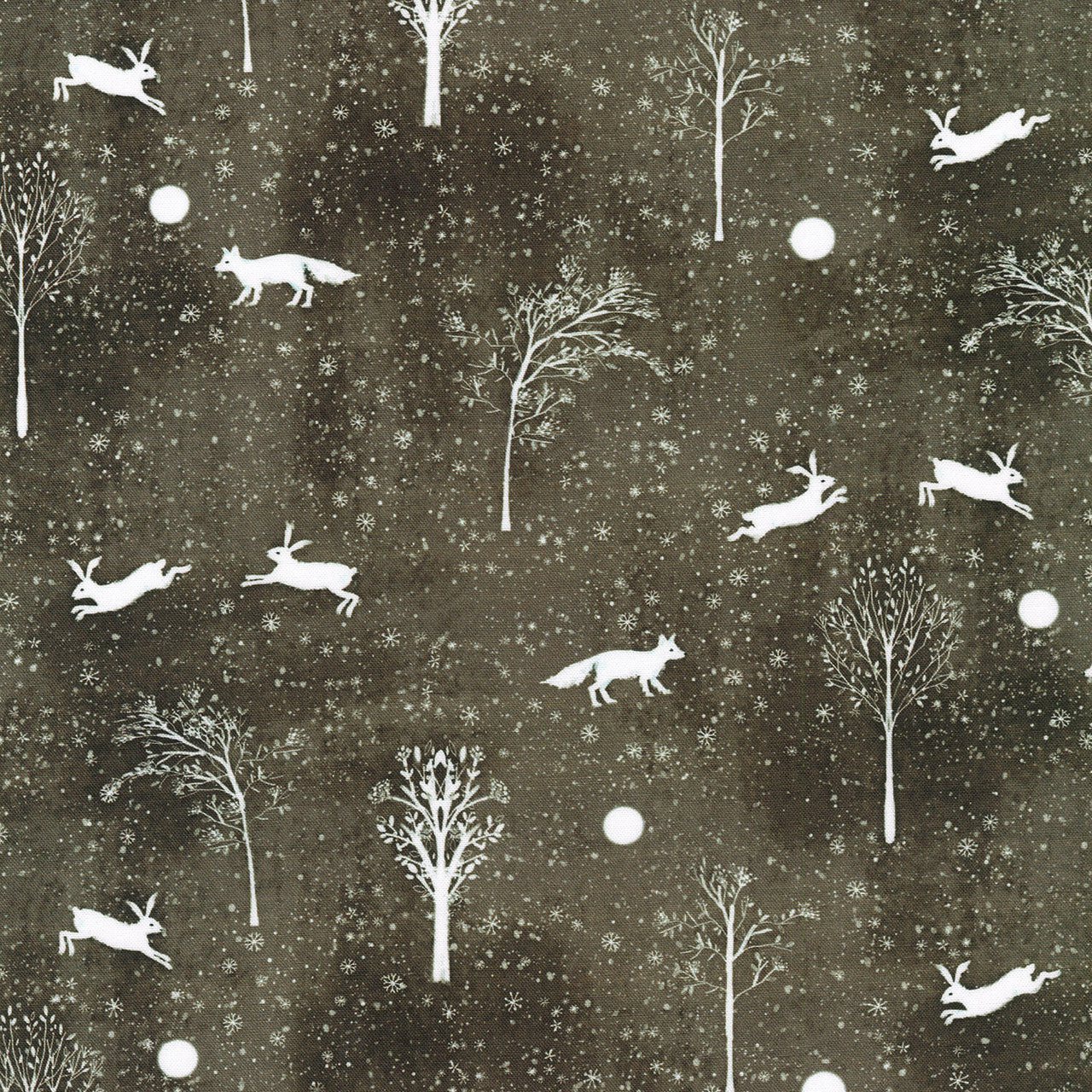 Snowy Fable - Charcoal Yardage