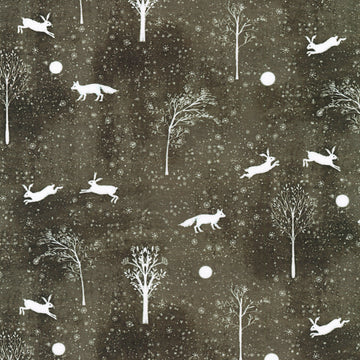Snowy Fable - Charcoal Yardage