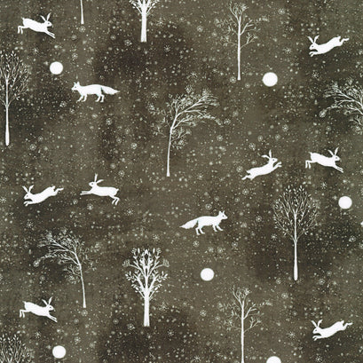 Snowy Fable - Charcoal Yardage