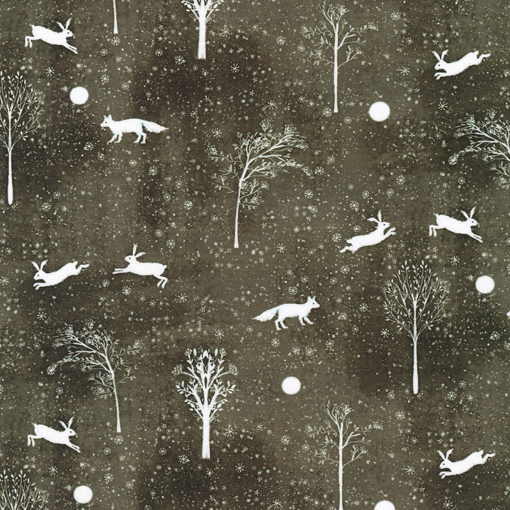 Snowy Fable - Charcoal Yardage