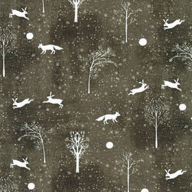 Snowy Fable - Charcoal Yardage
