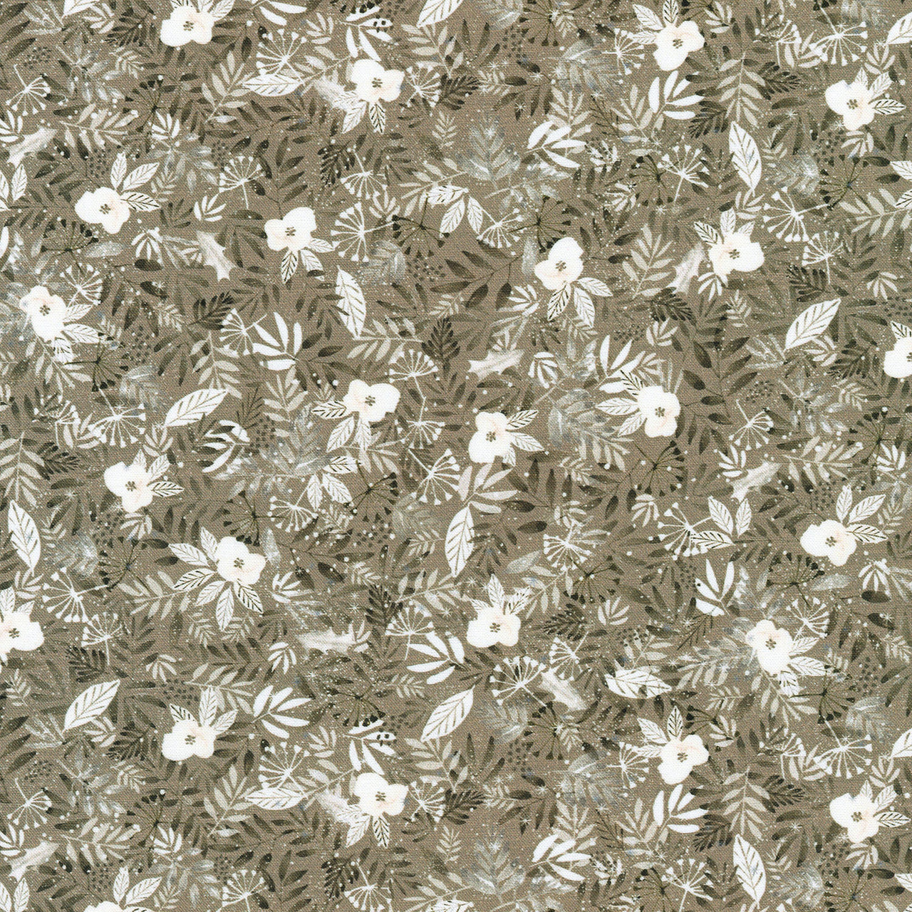 Snowy Fable - Floral Taupe Yardage