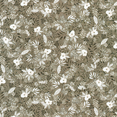 Snowy Fable - Floral Taupe Yardage