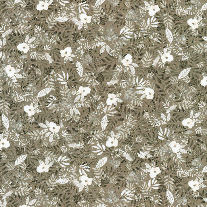 Snowy Fable - Floral Taupe Yardage
