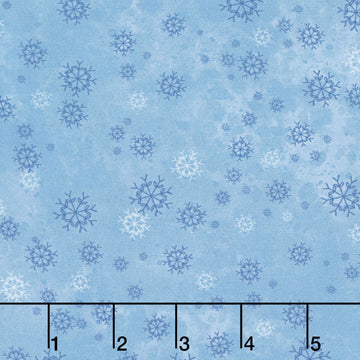 Snowy Fable - Snowflakes Blue Yardage