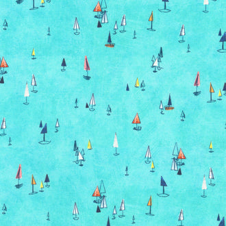 Shoreline - Sailboats Aqua Yardage