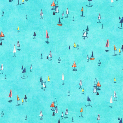 Shoreline - Sailboats Aqua Yardage
