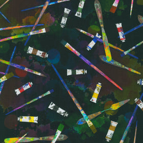 The Artist'S Desk - Paint Brushes Black Yardage
