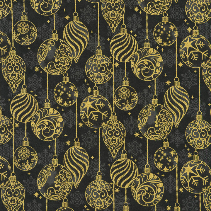 Traditional Trimmings - Ornaments Black Yardage