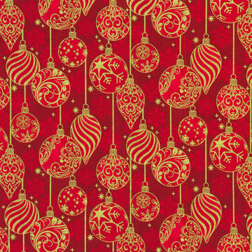 Traditional Trimmings - Ornaments Crimson Yardage