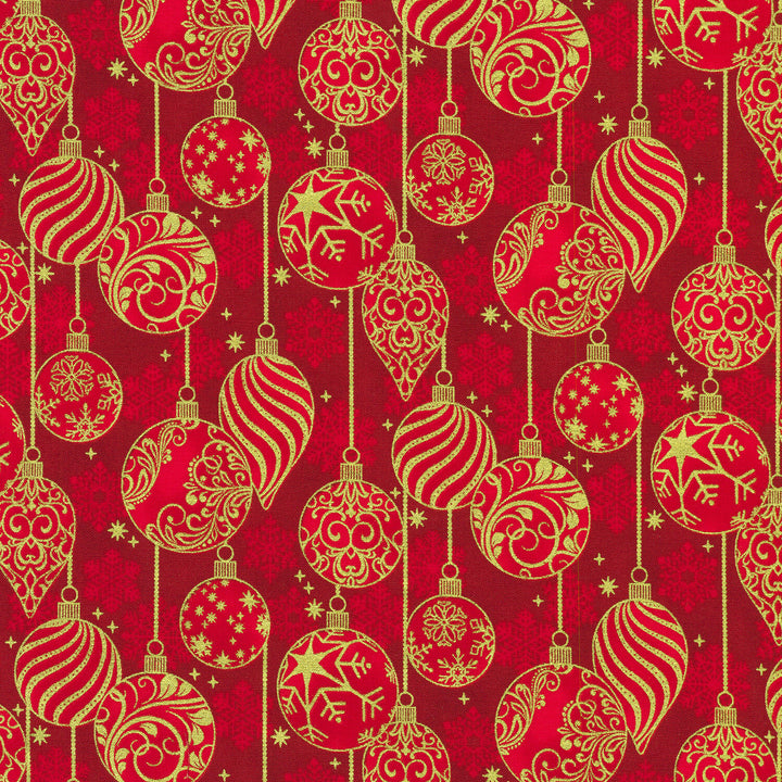 Traditional Trimmings - Ornaments Crimson Yardage