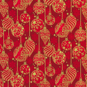 Traditional Trimmings - Ornaments Crimson Yardage