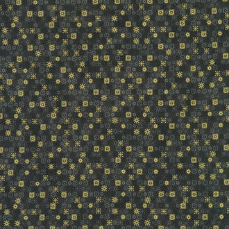 Traditional Trimmings - Tiny Snowflakes Black Yardage