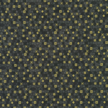 Traditional Trimmings - Tiny Snowflakes Black Yardage
