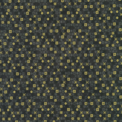 Traditional Trimmings - Tiny Snowflakes Black Yardage