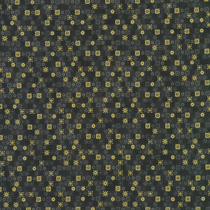 Traditional Trimmings - Tiny Snowflakes Black Yardage