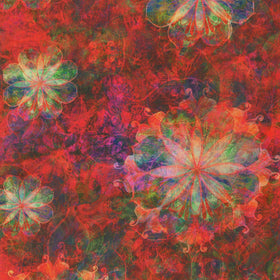 Venice - Mottled Floral Red Yardage