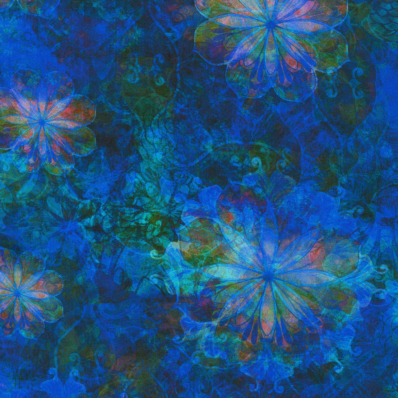 Venice - Mottled Floral Sapphire Yardage