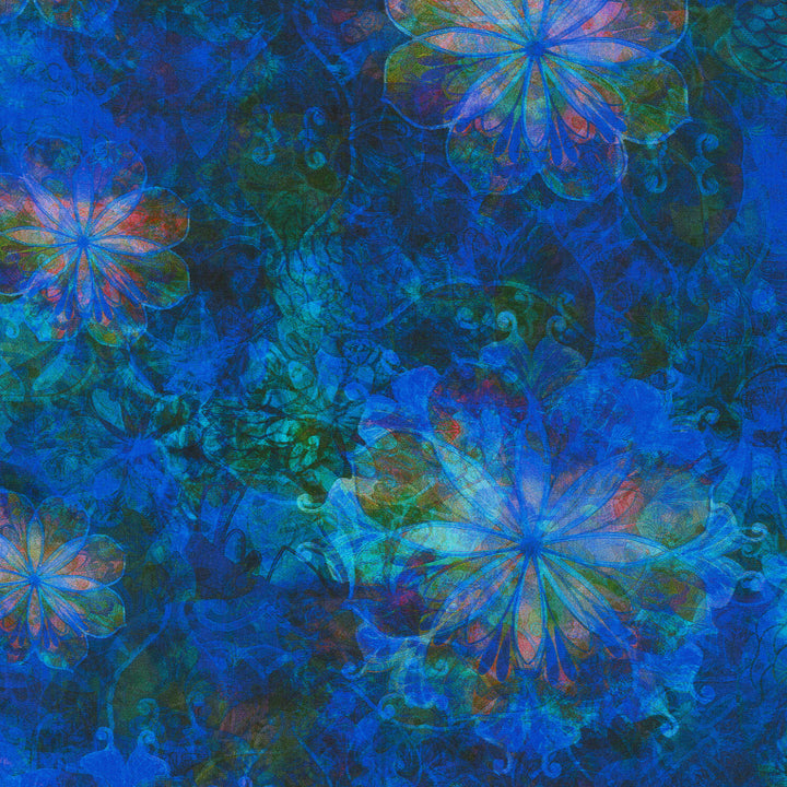 Venice - Mottled Floral Sapphire Yardage